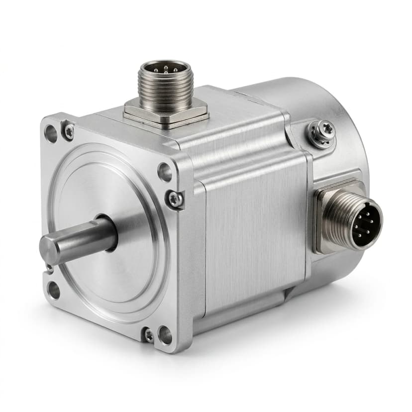 Industrial closed-loop stepper motor with sealed M12 aviation connectors