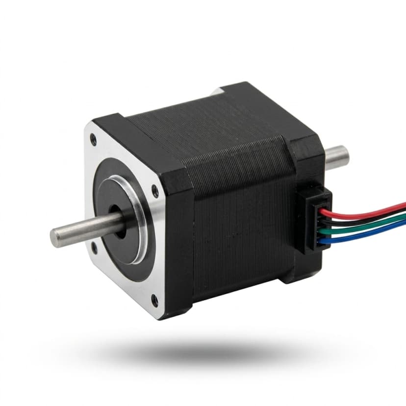 NEMA 11 dual-shaft micro stepper motor for testbench encoder validation