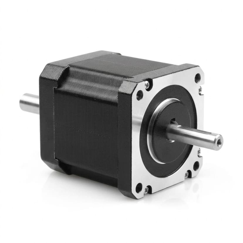 Dual-shaft precision hybrid stepper motor for encoder feedback